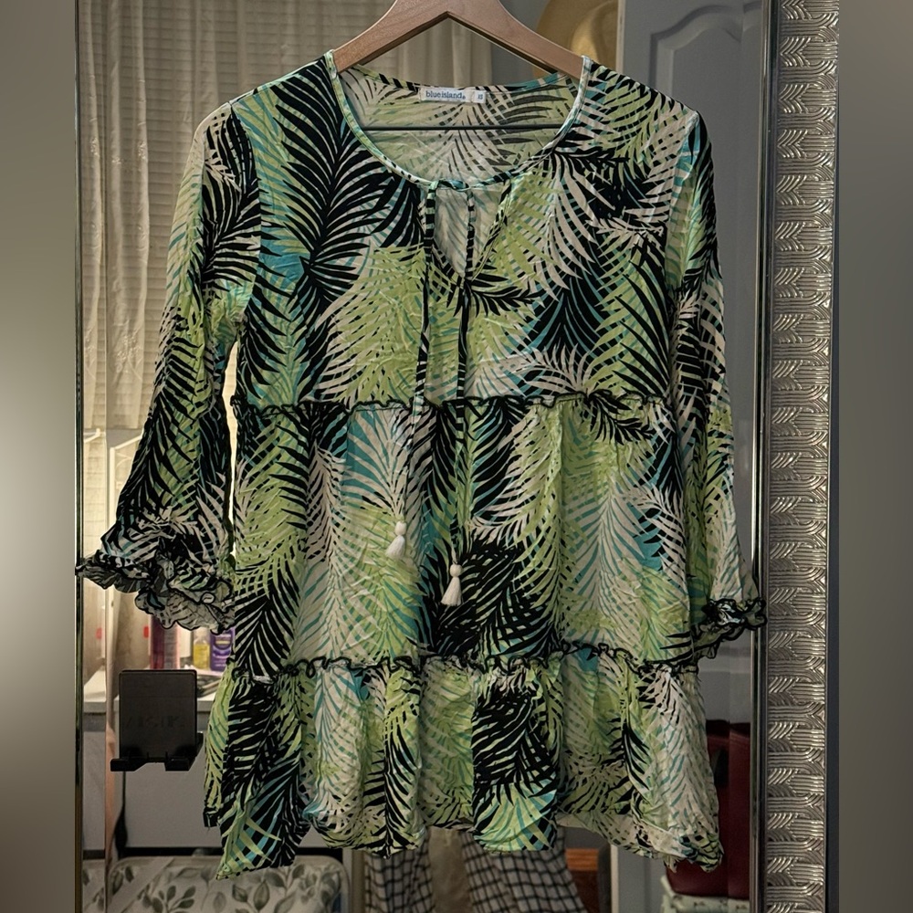 Tropical Palm Leaf Bikini Beach Cover Up